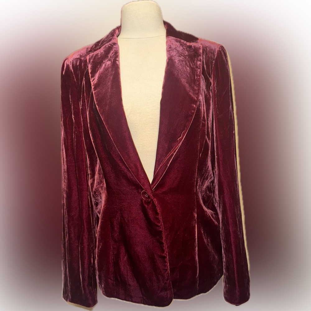 Alfani deep burgundy velvet blazer